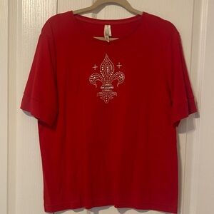 White Stag Red Top with Rhinestone Detail